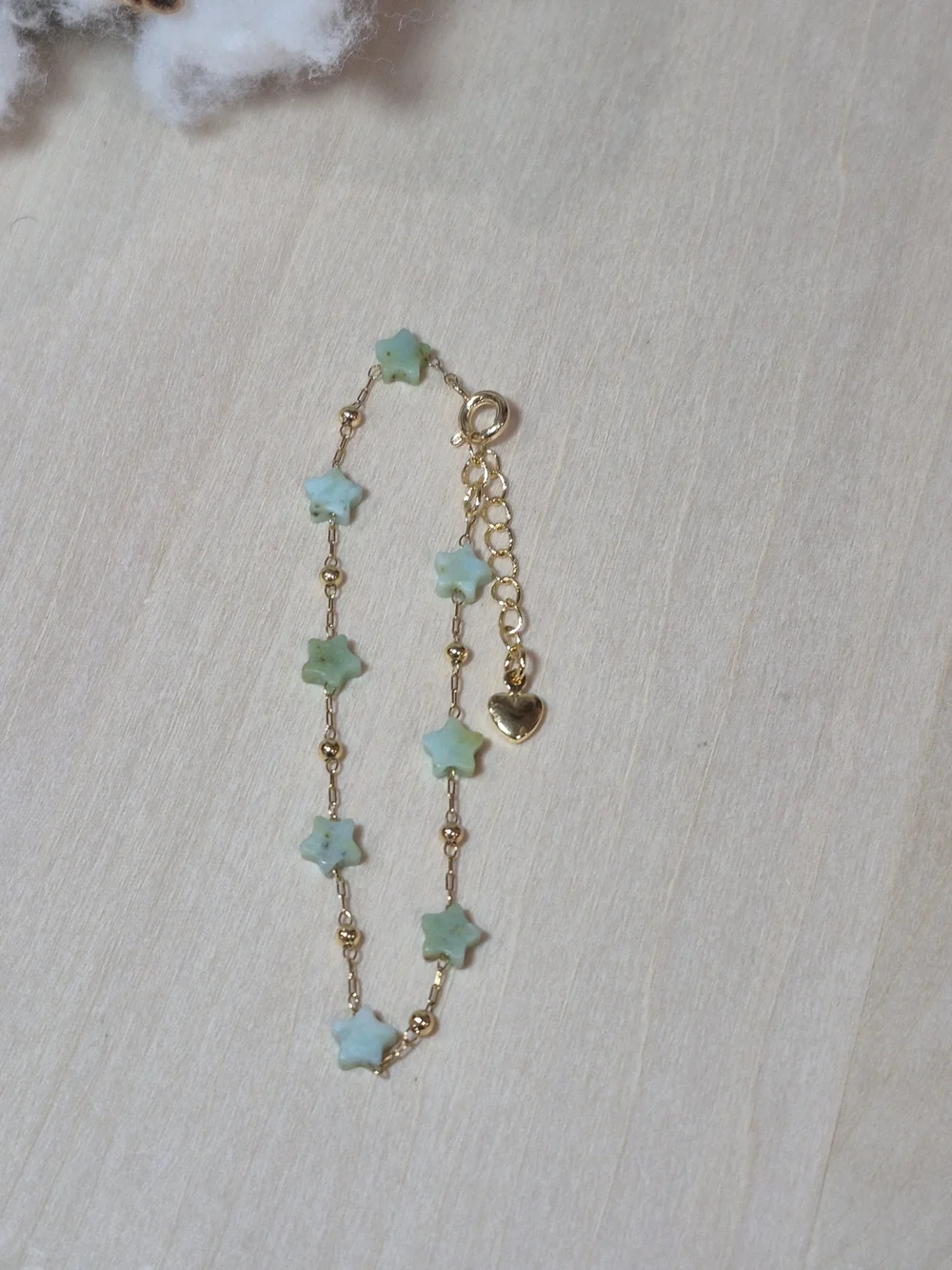 💚⭐️NEW💚⭐️ PRETTY!! SS Micro PaperClipGREEN OPAL FacetedNat. Stone Star Braclet